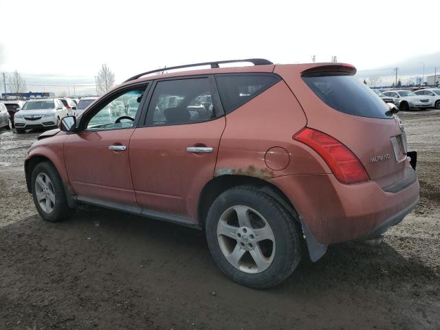 JN8AZ08W83W225792 - 2003 NISSAN MURANO SL ORANGE photo 2