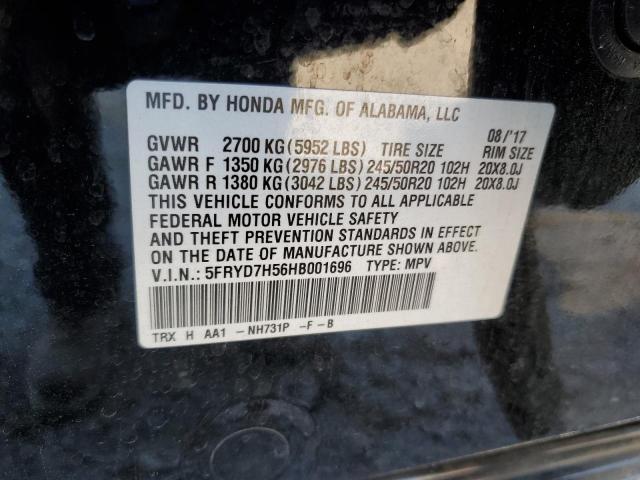 5FRYD7H56HB001696 - 2017 ACURA MDX SPORT HYBRID TECHNOLOGY BLACK photo 13