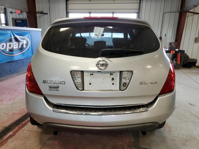 JN8AZ08W66W550588 - 2006 NISSAN MURANO SL SILVER photo 6