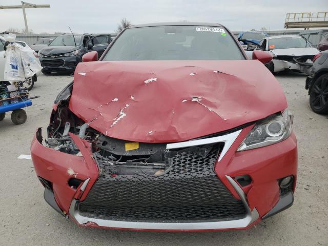 JTHKD5BH0F2216987 - 2015 LEXUS CT 200 RED photo 5