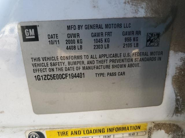 1G1ZC5E00CF194401 - 2012 CHEVROLET MALIBU 1LT Ақ фото 13