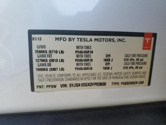 5YJSA1DGXDFP03650 - 2013 TESLA MODEL S 白色 照片 13