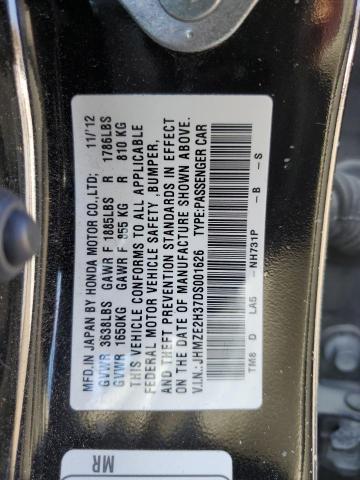 JHMZE2H37DS001626 - 2013 HONDA INSIGHT BLACK photo 12