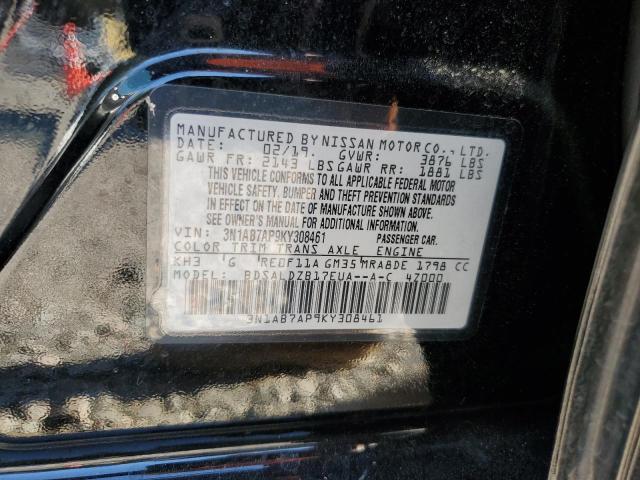 3N1AB7AP9KY308461 - 2019 NISSAN SENTRA S BLACK photo 12