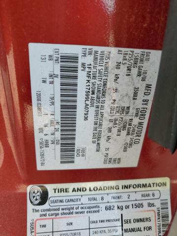 1FMFK17599LA07936 - 2009 FORD EXPEDITION EL EDDIE BAUER RED photo 14