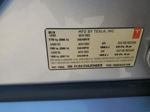5YJSA1E4XJF245978 - 2018 TESLA MODEL S SILVER photo 14