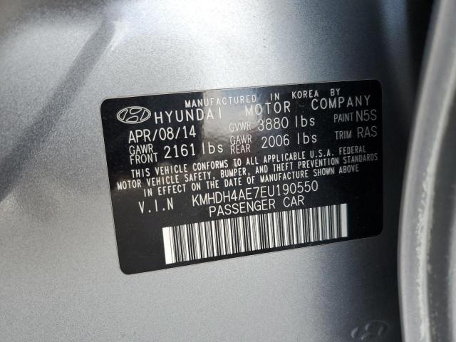 KMHDH4AE7EU190550 - 2014 HYUNDAI ELANTRA SE SILVER photo 13