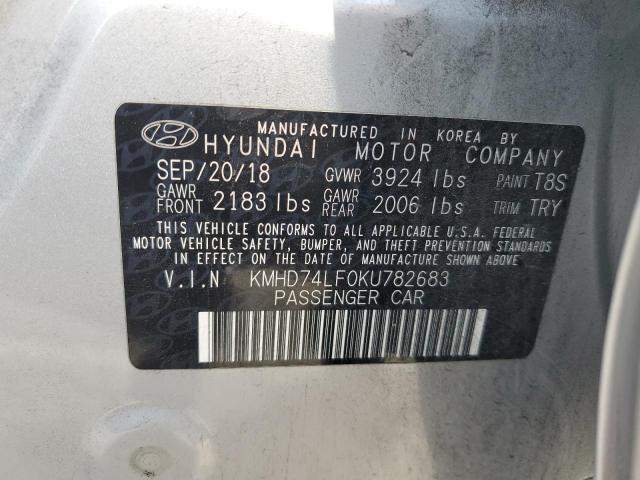 KMHD74LF0KU782683 - 2019 HYUNDAI ELANTRA SE SILVER photo 13