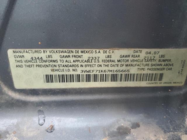 3VWEF71K67M165665 - 2007 VOLKSWAGEN JETTA WOLFSBURG 灰色 照片 13
