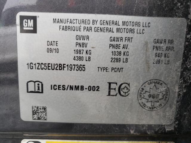 1G1ZC5EU2BF197365 - 2011 CHEVROLET MALIBU 1LT 黑色 照片 12