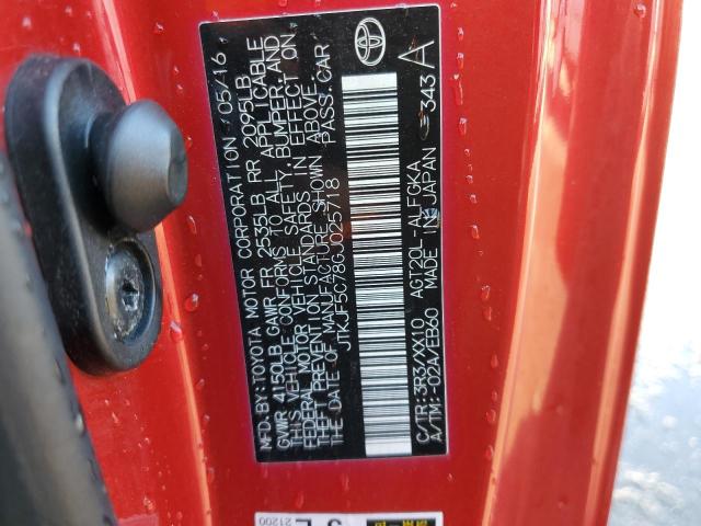 JTKJF5C78GJ025718 - 2016 TOYOTA SCION TC წითელი ფოტო 12