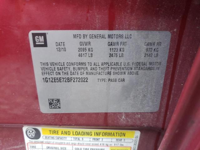 1G1ZE5E72BF272022 - 2011 CHEVROLET MALIBU LTZ წითელი ფოტო 12