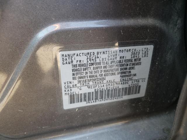 3N1AB7AP2HY224054 - 2017 NISSAN SENTRA S GRAY photo 13