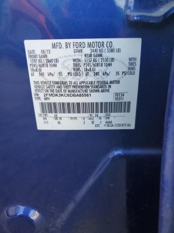 2FMDK3KC6DBA85561 - 2013 FORD EDGE LIMITED BLUE photo 14