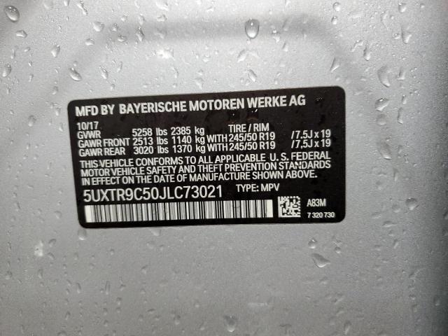 5UXTR9C50JLC73021 - 2018 BMW X3 XDRIVE30I SILVER photo 12