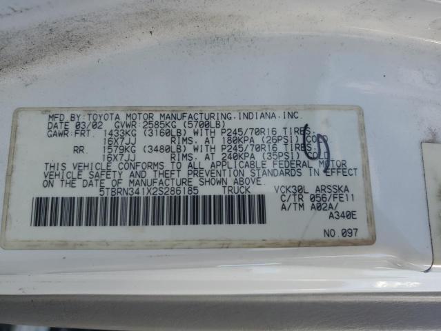 5TBRN341X2S286185 - 2002 TOYOTA TUNDRA ACCESS CAB SR5 WHITE photo 12