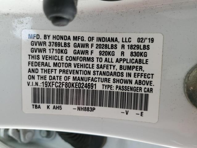 19XFC2F80KE024691 - 2019 HONDA CIVIC SPORT 白色 照片 13