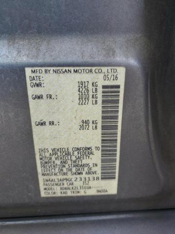 1N4AL3AP9GC233138 - 2016 NISSAN ALTIMA 2.5 GRAY photo 12