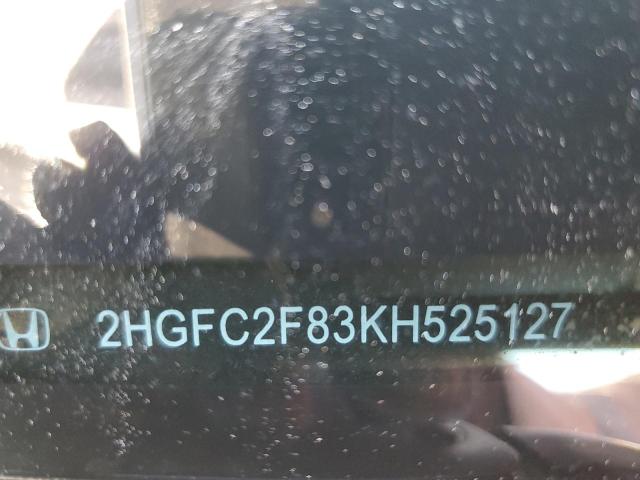 2HGFC2F83KH525127 - 2019 HONDA CIVIC SPORT 蓝色 照片 12