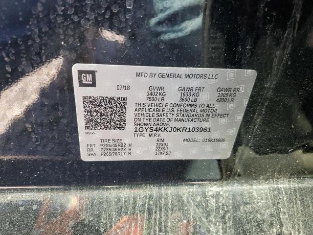 1GYS4KKJ0KR103961 - 2019 CADILLAC ESCALADE ESV PLATINUM შავი ფოტო 12