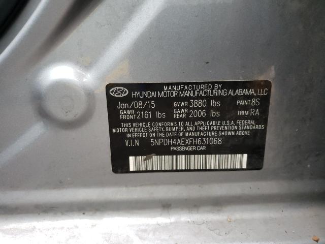 5NPDH4AEXFH631068 - 2015 HYUNDAI ELANTRA SE SILVER photo 12