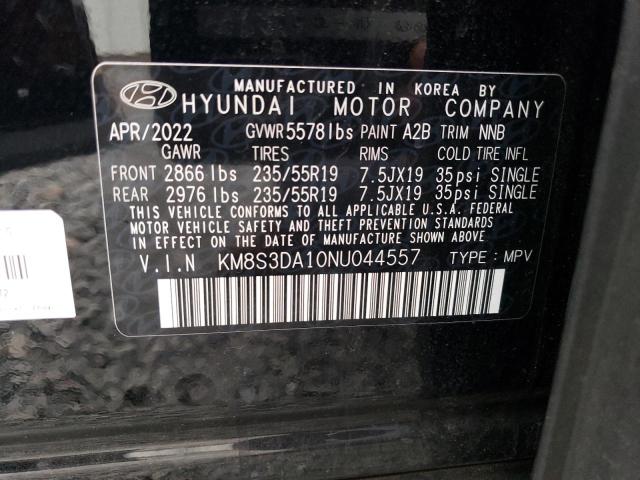 KM8S3DA10NU044557 - 2022 HYUNDAI SANTA FE SEL PREMIUM BLACK photo 13