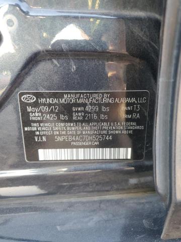 5NPEB4AC7DH525744 - 2013 HYUNDAI SONATA GLS BLACK photo 12