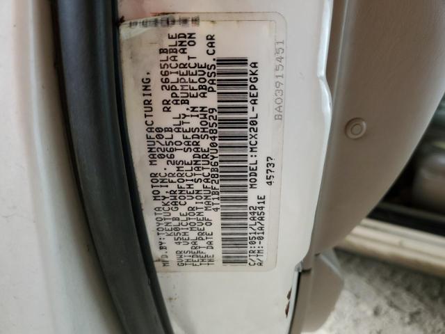 4T1BF28B6YU048529 - 2000 TOYOTA AVALON XL WHITE photo 12