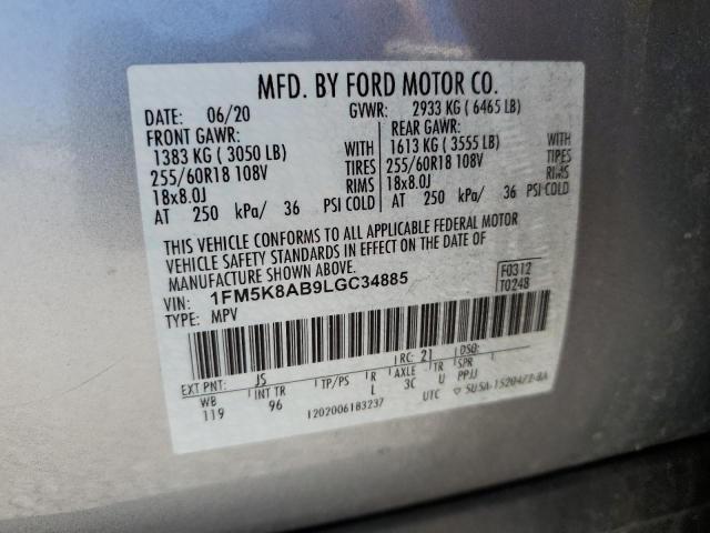 1FM5K8AB9LGC34885 - 2020 FORD EXPLORER POLICE INTERCEPTOR 银色 照片 13