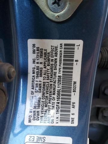 1HGFA16566L112858 - 2006 HONDA CIVIC LX BLUE photo 13