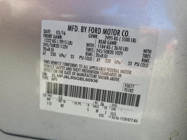 2LMPJ6LR0GBL60936 - 2016 LINCOLN MKX RESERVE 银色 照片 13