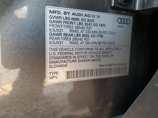 WA1VABF74JD034031 - 2018 AUDI Q7 PRESTIGE ნაცრისფერი ფოტო 12