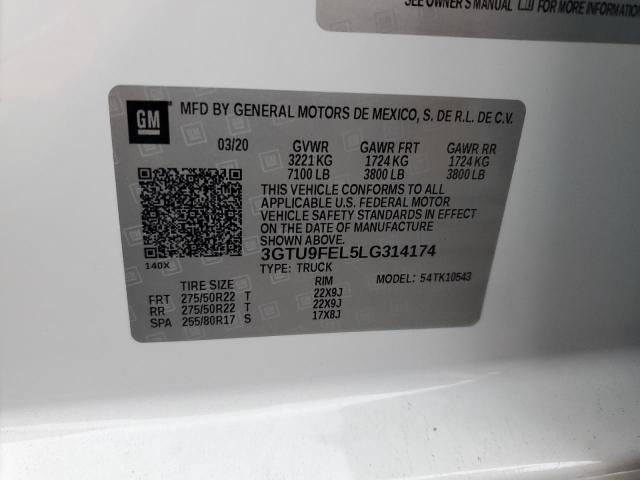 3GTU9FEL5LG314174 - 2020 GMC SIERRA K1500 DENALI WHITE photo 13