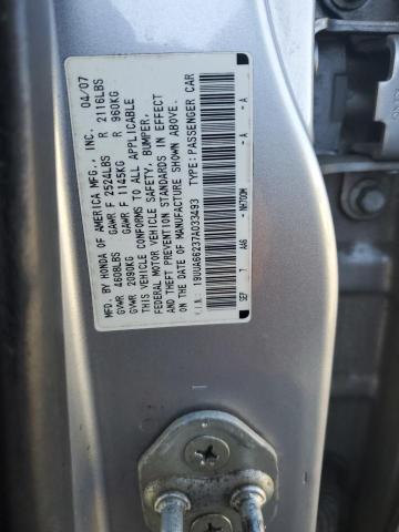 19UUA66237A033493 - 2007 ACURA TL SILVER photo 12