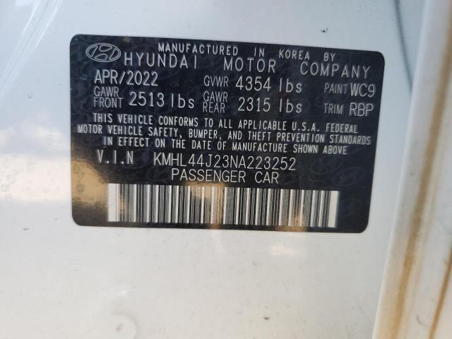 KMHL44J23NA223252 - 2022 HYUNDAI SONATA SEL PLUS WHITE photo 12