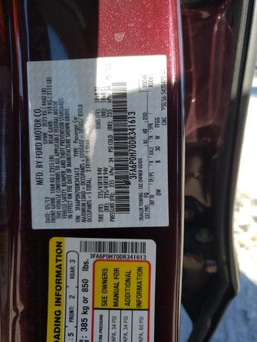 3FA6P0H70DR341613 - 2013 FORD FUSION SE MAROON photo 13