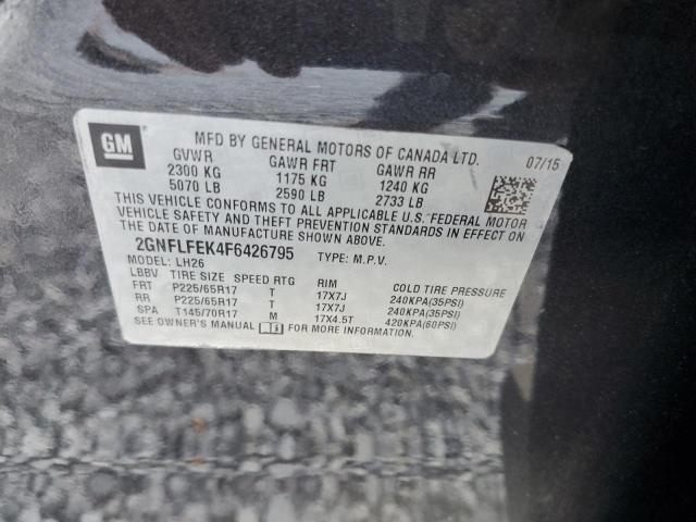 2GNFLFEK4F6426795 - 2015 CHEVROLET EQUINOX LT CHARCOAL photo 12