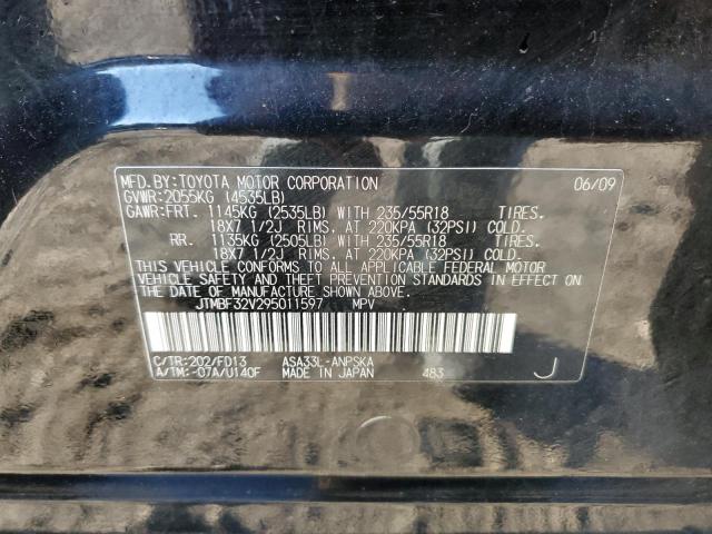 JTMBF32V295011597 - 2009 TOYOTA RAV4 SPORT BLACK photo 13