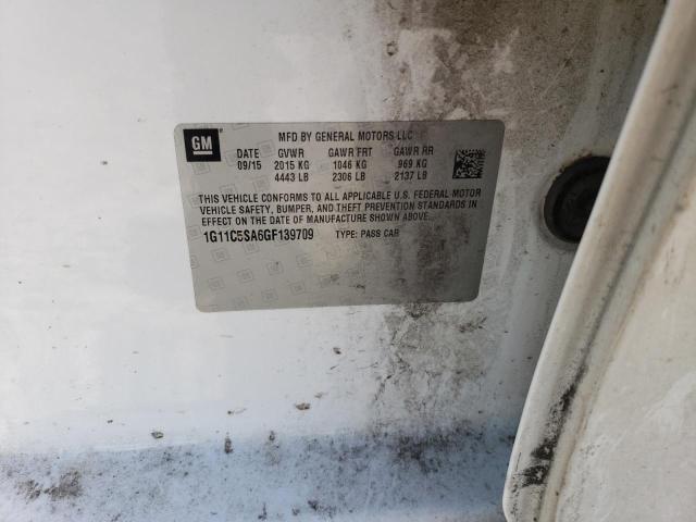 1G11C5SA6GF139709 - 2016 CHEVROLET MALIBU LIM LT თეთრი ფოტო 12