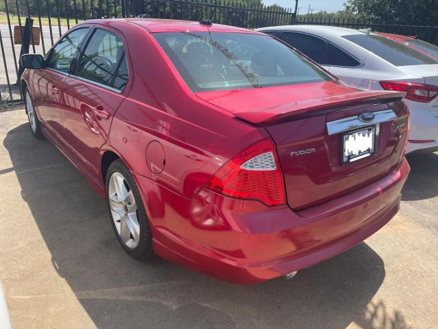 3FAHP0KC7CR186457 - 2012 FORD FUSION SPORT RED photo 3
