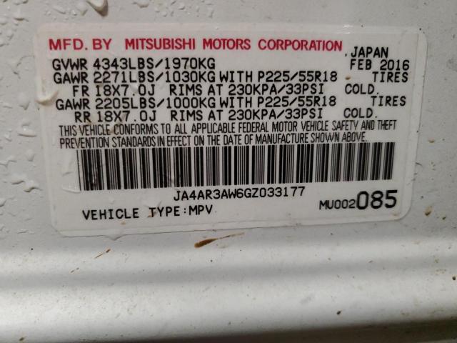 JA4AR3AW6GZ033177 - 2016 MITSUBISHI OUTLANDER ES WHITE photo 13