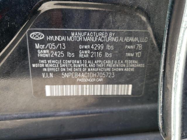 5NPEB4AC1DH705723 - 2013 HYUNDAI SONATA GLS BLACK photo 12