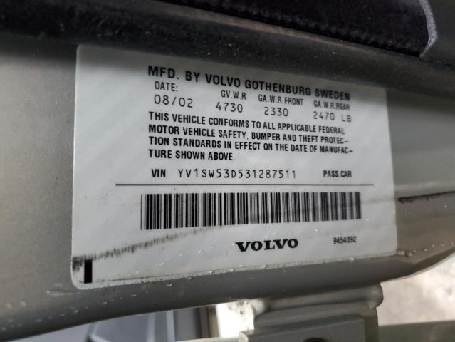 YV1SW53D531287511 - 2003 VOLVO V70 T5 TURBO SILVER photo 13