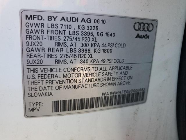 WA1WMAFE0BD000853 - 2011 AUDI Q7 PRESTIGE 白色 照片 13