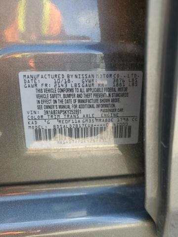 3N1AB7AP5KY252891 - 2019 NISSAN SENTRA S GRAY photo 13