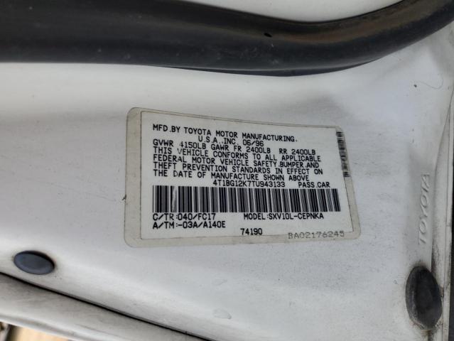 4T1BG12K7TU943133 - 1996 TOYOTA CAMRY DX WHITE photo 12