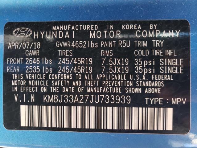 KM8J33A27JU733939 - 2018 HYUNDAI TUCSON VALUE BLUE photo 13