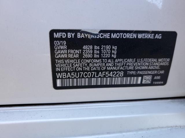 WBA5U7C07LAF54228 - 2020 BMW M340I WHITE photo 12