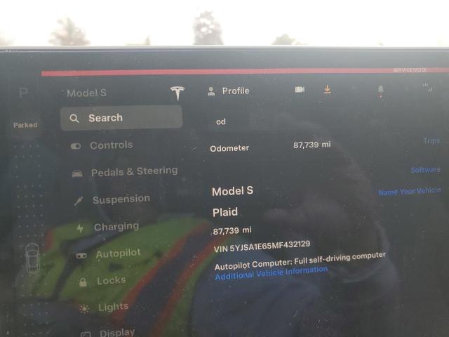 5YJSA1E65MF432129 - 2021 TESLA MODEL S თეთრი ფოტო 9