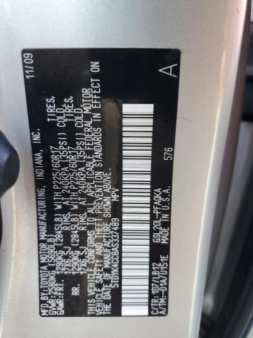 5TDYK4CC8AS337489 - 2010 TOYOTA SIENNA XLE SILVER photo 13